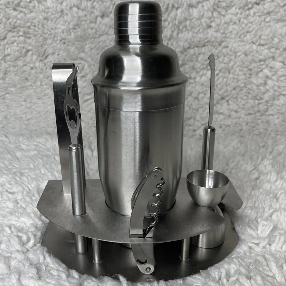 New Berghoff 6-Piece Bar Set Martini Cocktail Shaker Stand Stainless Steel
